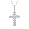 10k Yellow Gold Mens Round Diamond Cross Charm Pendant 1-1/2 Cttw