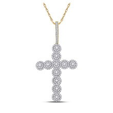  10k Yellow Gold Mens Round Diamond Cross Charm Pendant 1-1/2 Cttw