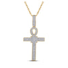 10k Yellow Gold Mens Round Diamond Ankh Cross Charm Pendant 3/8 Cttw