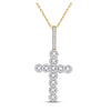 10k Yellow Gold Mens Round Diamond Cross Charm Pendant 3/4 Cttw