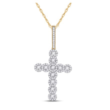 10k Yellow Gold Mens Round Diamond Cross Charm Pendant 3/4 Cttw