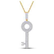  10k Yellow Gold Mens Baguette Diamond Key Charm Pendant 1 Cttw