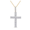 10k Yellow Gold Mens Round Diamond Cross Charm Pendant 1-1/5 Cttw