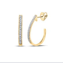  10k Yellow Gold Womens Round Diamond Half J Hoop Earrings .03 Cttw