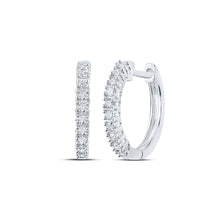  10k White Gold Womens Round Diamond Hoop Earrings 1/3 Cttw