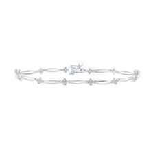  Sterling Silver Womens Round Diamond Fashion Bracelet 1/6 Cttw