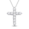 14k White Gold Womens Round Diamond Cross Pendant 1/4 Cttw