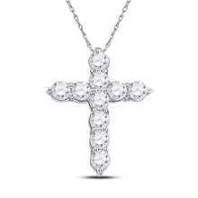  14k White Gold Womens Round Diamond Cross Pendant 1/4 Cttw