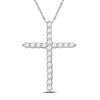 14k White Gold Womens Round Diamond Cross Pendant 1/2 Cttw