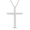 14k White Gold Womens Round Diamond Cross Pendant 3/4 Cttw