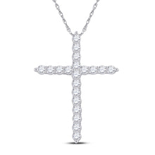  14k White Gold Womens Round Diamond Cross Pendant 3/4 Cttw