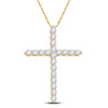 14k Yellow Gold Womens Round Diamond Cross Pendant 1-1/2 Cttw