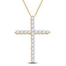  14k Yellow Gold Womens Round Diamond Cross Pendant 1-1/2 Cttw