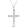 10k White Gold Womens Princess Diamond Cross Pendant 1/6 Cttw