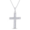 10k White Gold Womens Princess Diamond Cross Pendant 1/3 Cttw