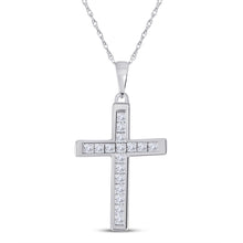  10k White Gold Womens Princess Diamond Cross Pendant 1/3 Cttw