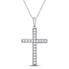10k White Gold Womens Round Diamond Cross Pendant 1/4 Cttw