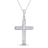 10k White Gold Womens Round Diamond Cross Pendant 1/4 Cttw