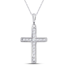  10k White Gold Womens Round Diamond Cross Pendant 1/4 Cttw