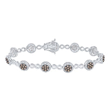  10k White Gold Womens Round Brown Diamond Infinity Bracelet 2-1/5 Cttw