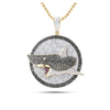 14k Yellow Gold Mens Round Black Color Enhanced Diamond Shark Pendant 4-7/8 Cttw