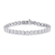  14k White Gold Womens Round Diamond Cluster Tennis Bracelet 3-1/3 Cttw
