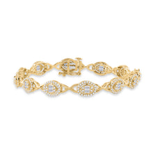  14k Yellow Gold Womens Baguette Diamond Oval Link Bracelet 2 Cttw