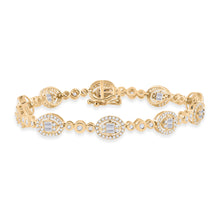  14k Yellow Gold Womens Baguette Diamond Oval Link Bracelet 2 Cttw