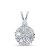 14k White Gold Womens Baguette Diamond Cluster Pendant 1/4 Cttw