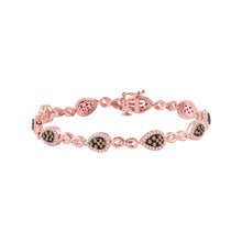  10k Rose Gold Womens Round Brown Diamond Fashion Bracelet 2 Cttw
