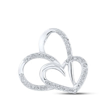  10k White Gold Womens Round Diamond Heart Pendant 1/6 Cttw