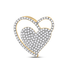  10k Yellow Gold Womens Round Diamond Heart Pendant 3/8 Cttw