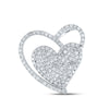10k White Gold Womens Round Diamond Heart Pendant 3/8 Cttw