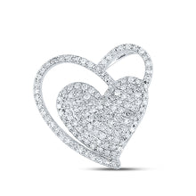  10k White Gold Womens Round Diamond Heart Pendant 3/8 Cttw