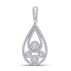 10k White Gold Womens Round Diamond Teardrop Pendant 5/8 Cttw