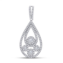 10k White Gold Womens Round Diamond Teardrop Pendant 5/8 Cttw
