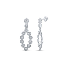  10k White Gold Womens Round Diamond Dangle Earrings 1-1/4 Cttw