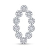 10k White Gold Womens Round Diamond Oval Fashion Pendant 3/4 Cttw