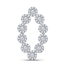 10k White Gold Womens Round Diamond Oval Fashion Pendant 3/4 Cttw