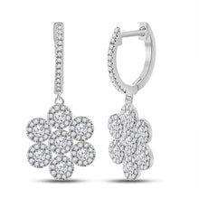  10k White Gold Womens Round Diamond Dangle Earrings 1 Cttw