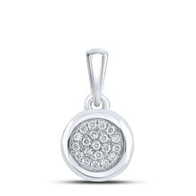  10k White Gold Womens Round Diamond Cluster Pendant 1/6 Cttw