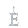 10k White Gold Womens Round Diamond Initial E Letter Pendant 1/12 Cttw