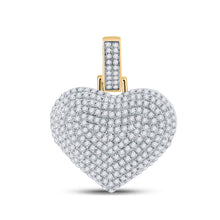  10k Yellow Gold Mens Round Diamond Heart Charm Pendant 3/4 Cttw