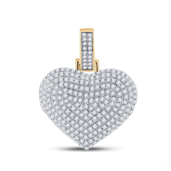 10k Yellow Gold Mens Round Diamond Heart Charm Pendant 3/4 Cttw