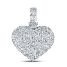  10k White Gold Womens Round Diamond Charmed Heart Pendant 3/4 Cttw