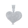 10k White Gold Mens Round Diamond Heart Charm Pendant 3/4 Cttw