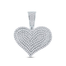 10k White Gold Mens Round Diamond Heart Charm Pendant 3/4 Cttw