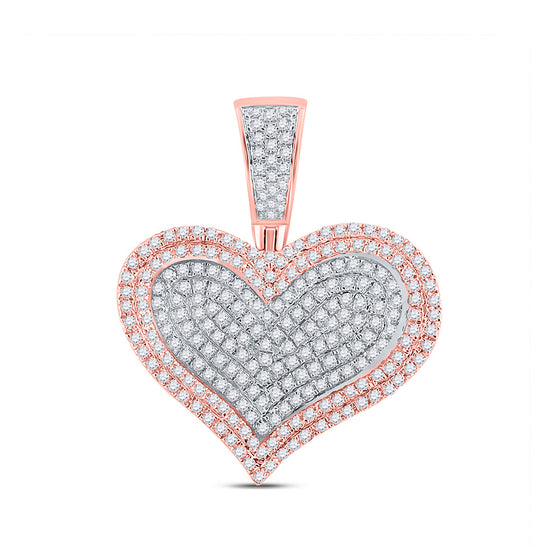 10k Rose Gold Mens Round Diamond Charm Pendant 3/4 Cttw