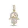 10k Yellow Gold Mens Round Diamond Hamsa Allah Charm Pendant 3 Cttw