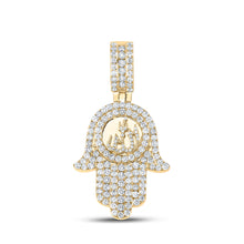  10k Yellow Gold Mens Round Diamond Hamsa Allah Charm Pendant 3 Cttw